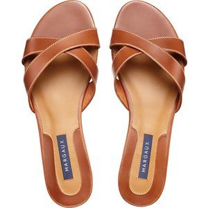 Margaux Flat Leather Sandal in Saddle Size 37.5W